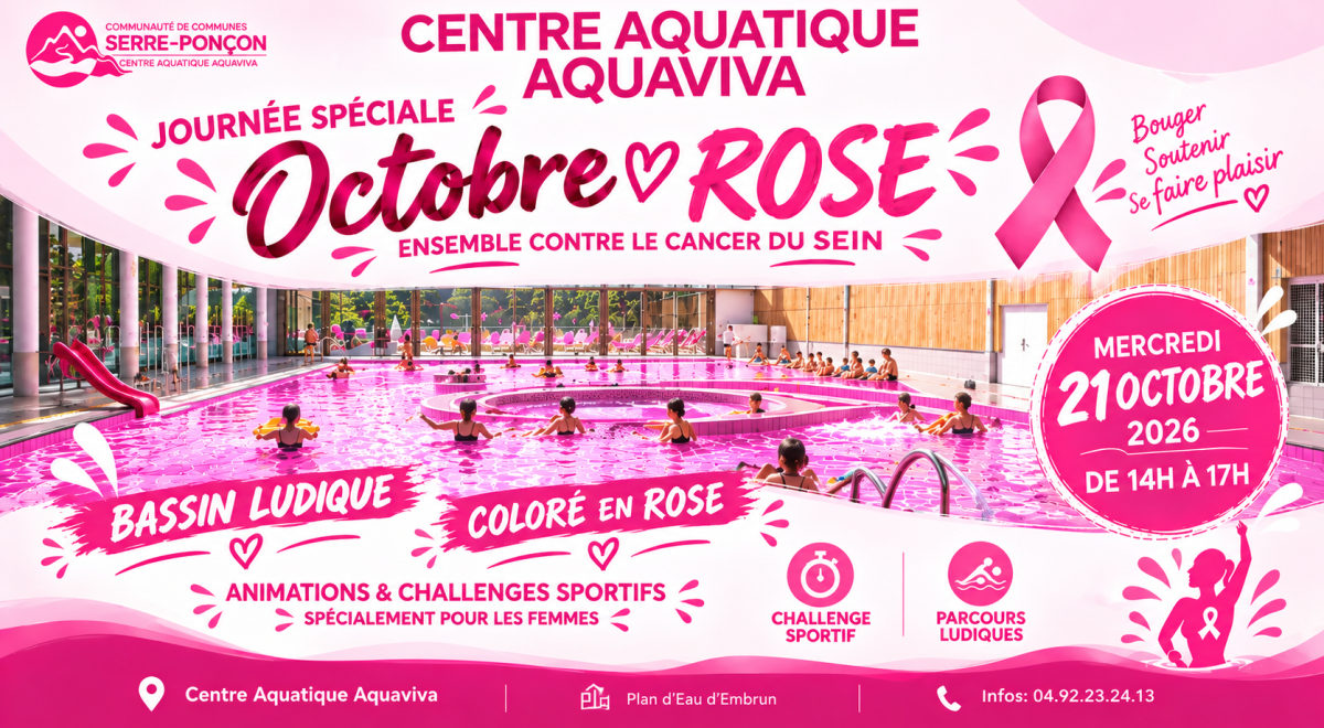 Journée Octobre Rose au Centre Aquatique Aquaviva - Mercredi 21 Octobre 2026
