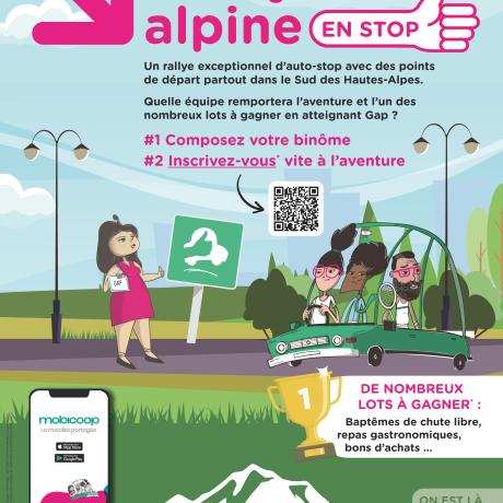 Affiche grand rallye autostop sud hautes-alpes