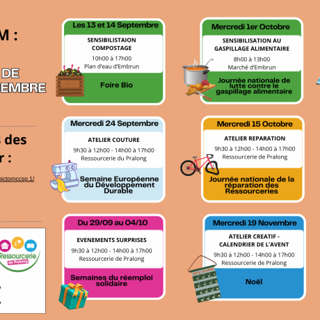 CALENDRIER DES ANIMATIONS DE SEPTEMBRE A DECEMBRE 2025