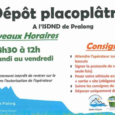 Consignes dépôt placoplâtre