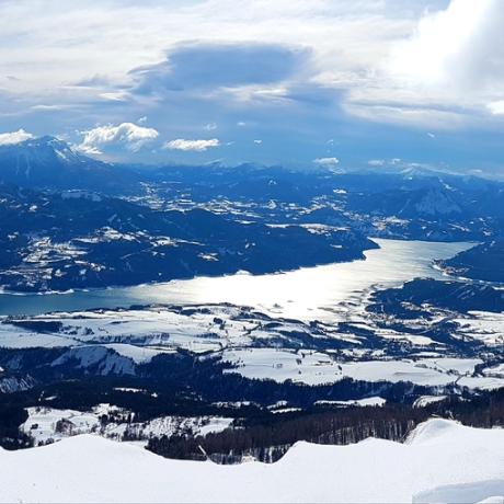 Photo du lac de Serre-Ponçon en hiver prise depuis Réallon