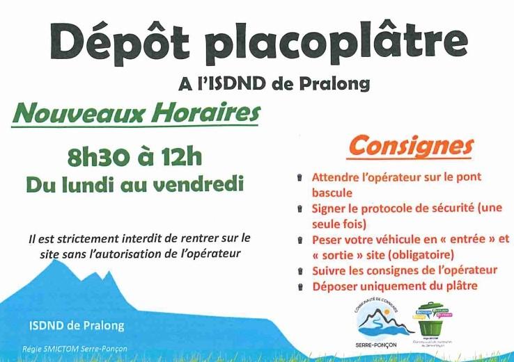 Consignes dépôt placoplâtre